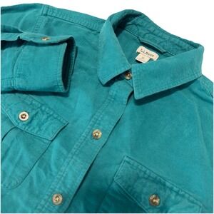 LL‎ Bean Chamois Flannel Shirt Medium Teal Cozy Outdoor Workwear Cabincore Top
